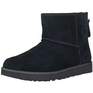 UGG Dames W Classic Mini Logo Zip Boot, Zwart, 39 EU