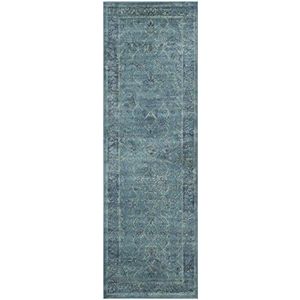 SAFAVIEH Traditioneel tapijt voor woonkamer, eetkamer, slaapkamer - vintage collectie, korte pool, turquoise en multi, 66 x 244 cm