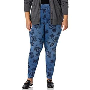 HUE Super zachte stretch denim legging met hoge taille, geen zijnaden, Classic Light Wash - Bloemen, M