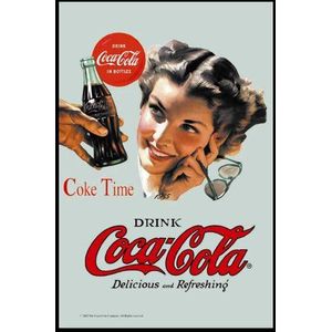 Empire 537263 Bedrukte Spiegel met Kunststof Frame met Hout Effect Met Coca Cola Coke Tijd 20 x 30 cm