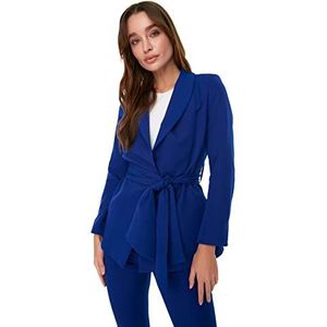 TRENDYOL Basic Reverskraag geweven stof blazer voor dames, blauw, 34