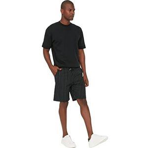 Trendyol Heren Man Normale Taille Wijde Pijpen Regular Fit Shorts, Zwart, M