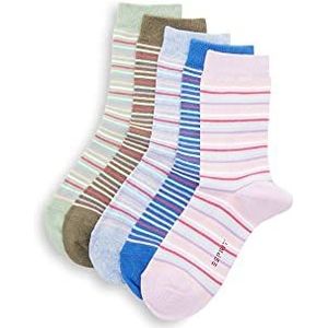ESPRIT Unisex Kids Multi Stripe 5-pack sokken ademend duurzaam biologisch katoen dun patroon 5 paar, meerkleurig (assortiment 20)., 6 Jaar