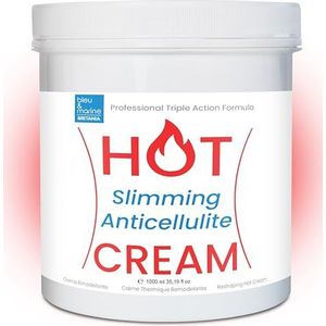 bleu & marine Bretania - Professionele HOT CREAM | Drievoudige werking | Algen, Koffie & Plantenextracten | Verstevigt & Verjongt de Huid | 1000 ml