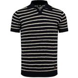 Key Largo - GROUND - T-shirt - Navy/Natuurwit - Jersey, Polokraag, Gestreept