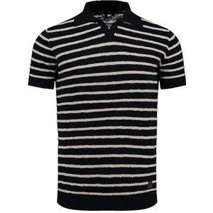 Key Largo - GROUND - T-shirt - Navy/Natuurwit - Jersey, Polokraag, Gestreept