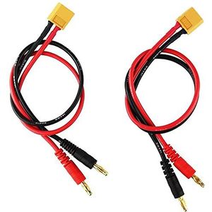 YUNIQUE GREEN-CLEAN-POWER - XT60 Oplaadkabel 2 Stuks 30cm | XT60 Vrouwelijke Connector en 4mm Banaanstekker | 14AWG Siliconen voor Modelbouw Batterijen, Zwart, Rood, Geel, Siliconen