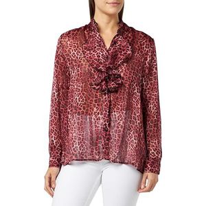 NAEMI Damesblouse met ruches met luipaardprint 19523976-NA01, rood, M, rood, M