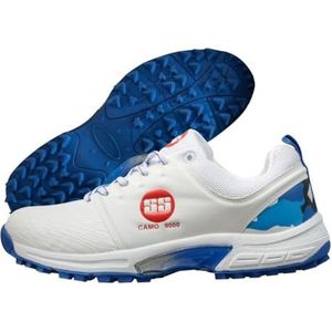SS Camo 9000 Cricket Shoe (Color: White & Blue, Size: UK9/ US10/ EU43) | For Mens & Boys | Material: Material:Polyurethane (PU) | lightweight | Improved Stability in the Game