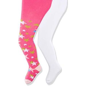 Playshoes Babymeisjes elastische sterren en effen met comfortabele tailleband panty (verpakking van 2)