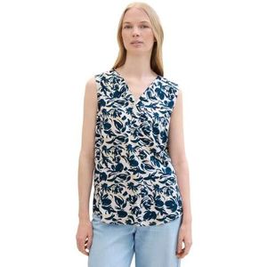 TOM TAILOR Damesblouse met patroon, 35286 - Blue Abstract Floral Design, 40