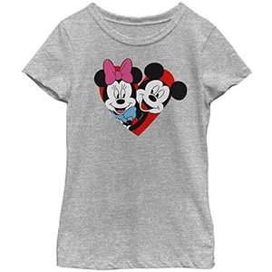 Disney Characters Mickey Minnie Heart Girl's Crew Tee, Athletic Heather, X-Small, Athletic Heather, XS