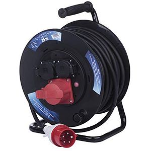 EMOS - CEE-kabelhaspel - 25 m - 3 Stopcontacten - Waterdicht - 230 V/400 V - IP44 voor Buiten en Camping