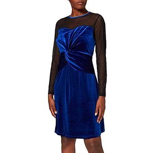 OHMA - Zwangerschapsjurk - Blauw - VELVET - Zwart-transparent Net Mouwen