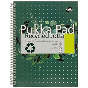 Pukka Pad, Gerecycled A4 schrijfblok - Pack van 3 draadgebonden notebooks met 110 pagina's 80GSM FSC gerecycled papier - 8 mm lijnen en geperforeerde marges