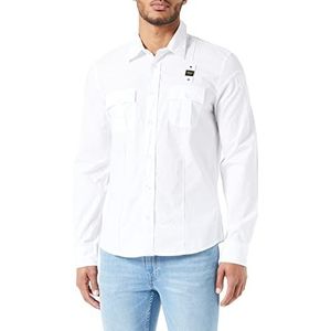 Blauer Overhemd met lange mouwen, 100 optisch wit, S voor heren, 100 optisch wit, 42 NL