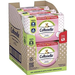 Cottonelle Vochtig toiletpapier Sensitive, maxi-verpakking, 6 x 84 toiletdoekjes,Wit