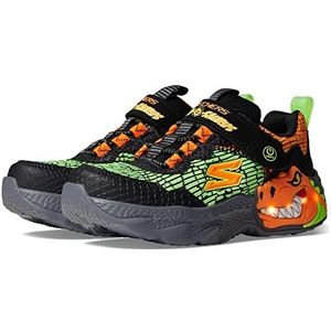 Skechers Bkor 400615l Sneakers voor jongens, zwart, synthetisch, oranje/groen, 36.5 EU