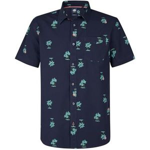 Overhemd - Palmbomenprint - Korte Mouwen - 100% Katoen - Regular Fit