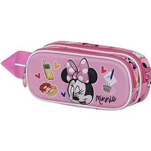 Minnie Mouse Wink-3D Dubbele Etui, Roze, Zwart, Eén maat, 3D Dubbele Etui Wink