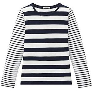 TOM TAILOR Meisjes Kindershirt met lange mouwen met strepen 1032954, 30377 - Bold Offwhite Dark Blue Stripe, 104-110