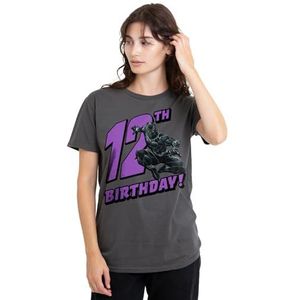 mandarin creative ltd Black Panther verjaardag 12 dames T-shirt, houtskool, groot, houtskool, L