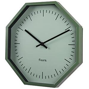 Fisura - Original reloj de pared Oktogonal verde reloj de cocina reloj de pared moderno 30 centímetros de diámetro cristal ABS 1 pila AA (Groen)
