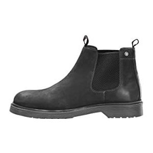 Jack & Jones Mens lederen zwarte laarzen slimme casual hoge top slip op schoenen, Piraat Zwart, 44 EU