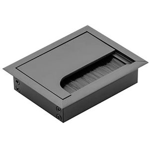 GTV - Kabeldoorvoer Merida - kabeldoorvoer met openingsdeksel - kabeldoorlaat, rechthoekige kabelorganisatie voor meubels, kabeldoorlaat, voor installatie in het werkblad, 80 x 100 mm, zwart