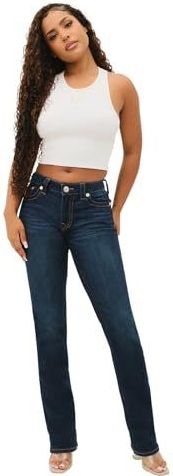 True Religion Dames Billie Mid Rise Straight Stretch Single Needle Stitching Jeans Pant, Indigo Upgrade, 24