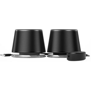 Amazon Basics Bluetooth- en USB-luidspreker met blauwe verlichting voor pc, groot, zwart