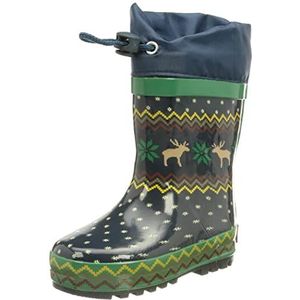 Playshoes Uniseks rubberlaarzen voor kinderen, gevoerde regenlaarzen, Marine Noors, 24 EU