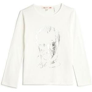 Koton Girls's Atatürk Bedrukt Gleamy Long Sleeve Crew Neck Katoenen T-shirt, Wit (000), 5-6 Jaar