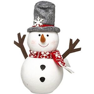 FEERIC CHRISTMAS Kerstdecoratie, sneeuwpop, grijze hoed en rode sjaal, H 34 cm