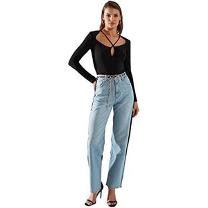 Trendyol Effen gebreide bodysuit voor dames, Zwart, 40