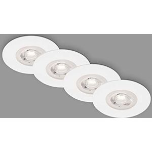 BRILONER - Set van 4 Inbouwspots Plafond, Dimbaar, LED Inbouwlampen ultra-plat, Inbouwspots Badkamer, Inbouwspots Badkamer IP44, Wit-Mat, 90x25 mm (DxH)