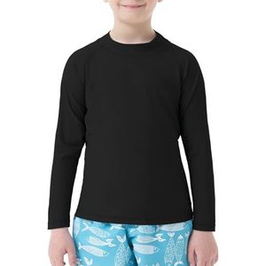 MEETWEE Badpak voor kinderen, Rashvest, lange mouwen/kort, UPF 50+ zonwering, Rash Guard 5-15 jaar, zwart, lange mouwen, 6 jaar