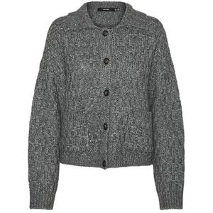 VERO MODA VMCARLIE LS Polo Neck Cardigan GA, Medium grijs (grey melange), M