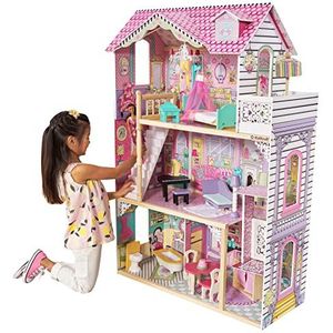 KidKraft 65934 Annabelle, houten poppenhuis inclusief meubilair en accessoires, 3 verdiepingen hoge speelset voor poppen van 30 cm/12 inch