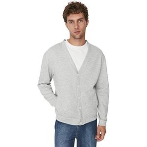 Trendyol Man Regular fit Basic V-hals Gebreid Vest, Grijs, XL, Grijs, XL