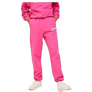 JACK & JONES Jjxx Jxbianca Hw Relaxed Vint sweatpants Sn joggingbroek voor dames, Carmine Rose/Print: helder wit Lndn Print, XL