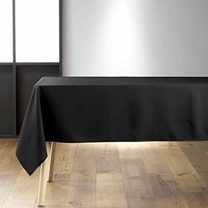 Douceur D'Intérieur - 1720378, rechthoekige tafelkleed, 140 x 250 cm, Essentiel, polyester effen, zwart