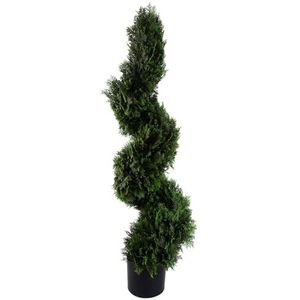 Leaf Kunstmatige Buxus Toren Boom Topiary Twist Metalen Top Design UK, 120cm Spiraal Ceder