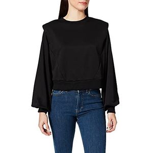 Urban Classics Dames Dames Padded Shoulder Modal Terry Crewneck Sweatshirt, zwart, M