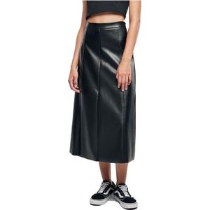 Urban Classics Damen Rock Ladies Synthetic Leather Midi Skirt black XXL