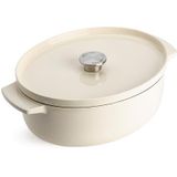 KitchenAid braadpan 30cm - geëmailleerd gietijzer - amandel wit - ovaal