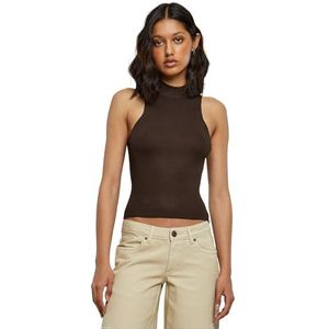Urban Classics Dames Korte Rib Knit Turtleneck Top T-shirt, Brown, XXL, bruin, XXL