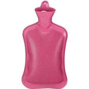 Relaxdays kruik rubber, zonder hoes. veilige waterkruik, warmwaterkruik 2 l, voor nek- en schouderpijn, bedkruik, roze