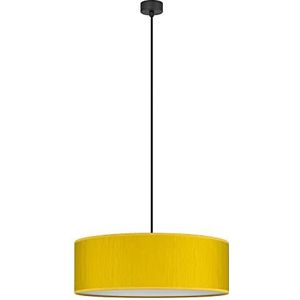 Sotto Luce Umai moderne hanglamp - mosterdgele stof - 1,5 m stofkabel - zwarte stalen plafondroos - 1 x E27 lamphouder - ø 45 cm