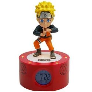Teknofun - NARUTO SHIPPUDEN Licentie - Naruto Verlichte Wekker Digitale Wekker 18 cm - Zwart, Oranje, Geel - Werkt 3 x AAA/sector - USB-kabel (meegeleverd) - Blauw - Vanaf 6 jaar - 811607